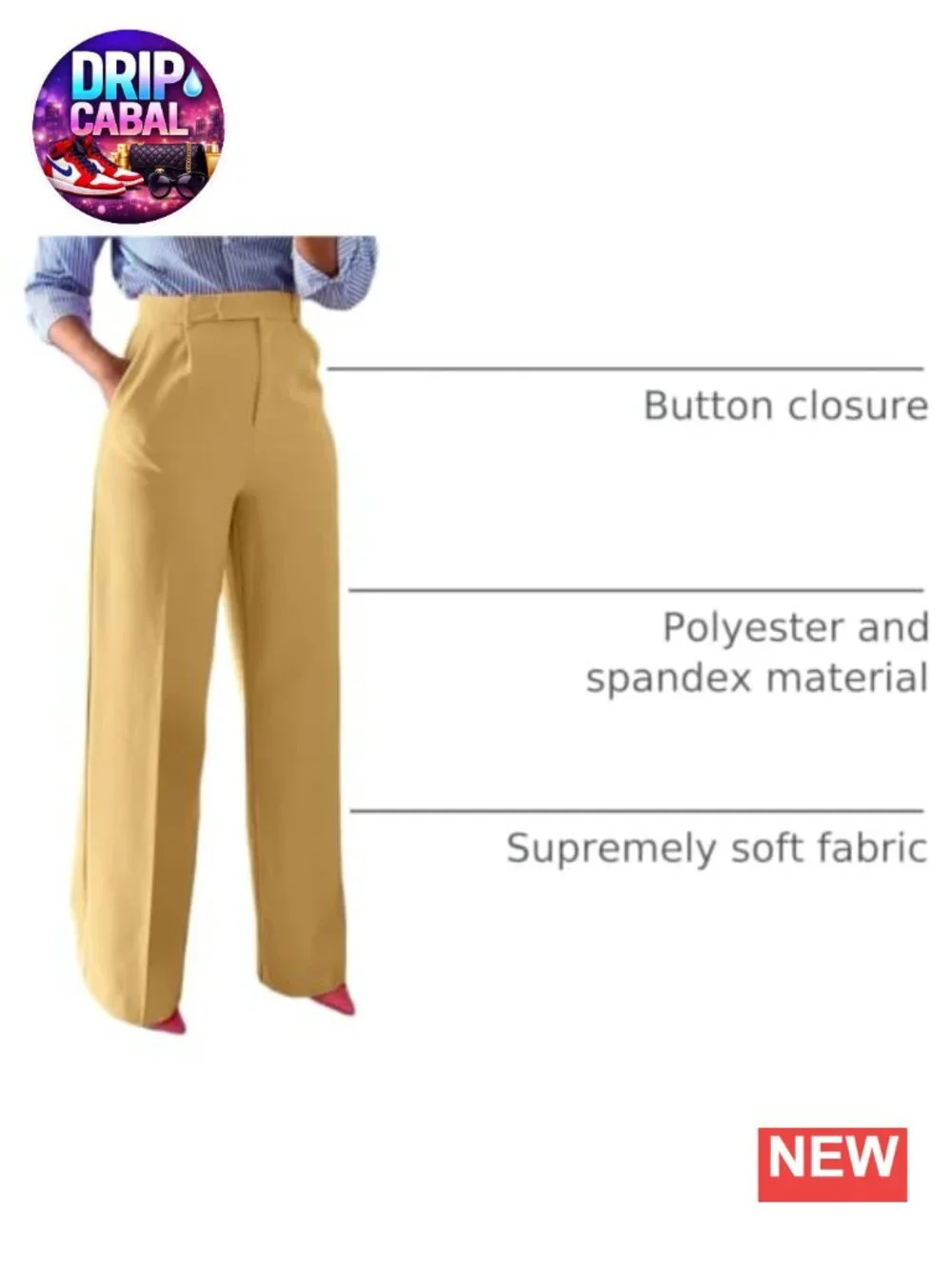 High Waisted Wide Leg Dress Pants with Pockets, Straight Leg Business Slacks